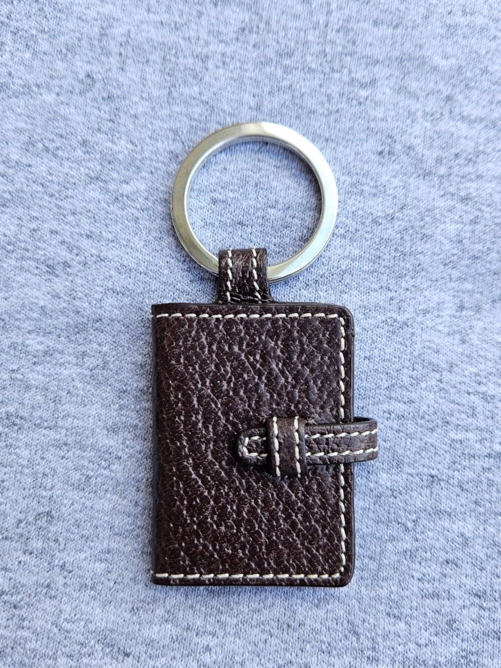 Coach Vintage Brown Leather Mini Photo Book Charm/Keychain Bag Charm Y2K Key Fob